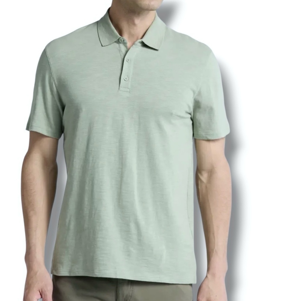 VINCE Slub Cotton Polo Shirt Dried Cactus Size Medium